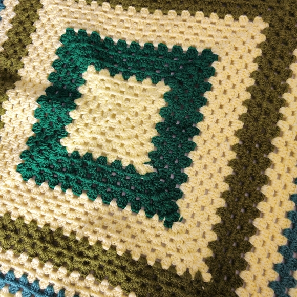Grandma Square Crochet Throw Blanket hand made about 38x38 - Picture 2 of 6